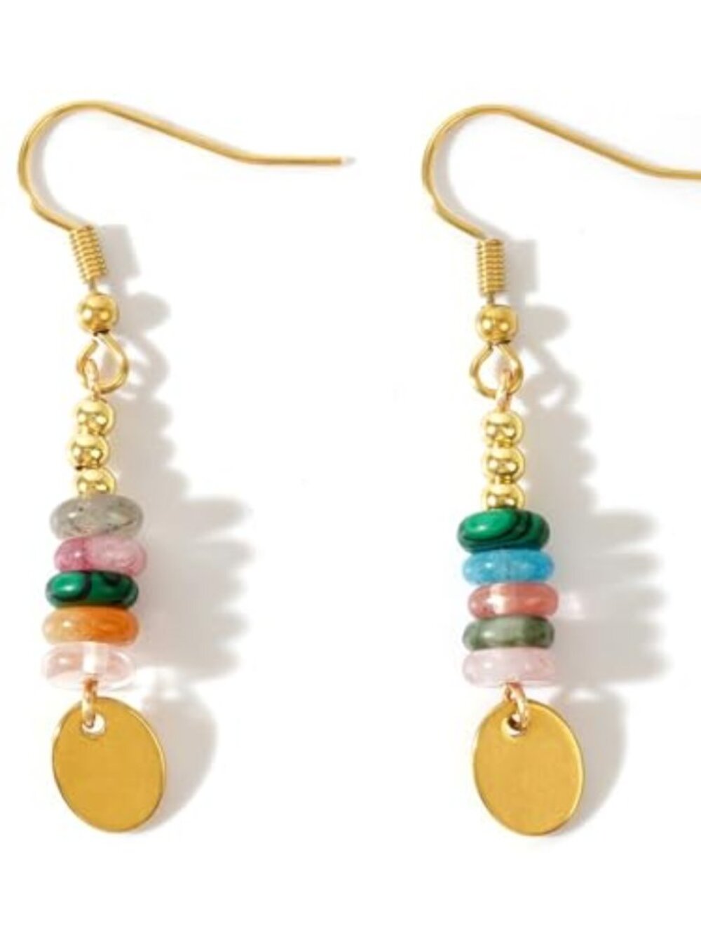 Handmade Gemstone Dangle Cross Earrings for‎ Women